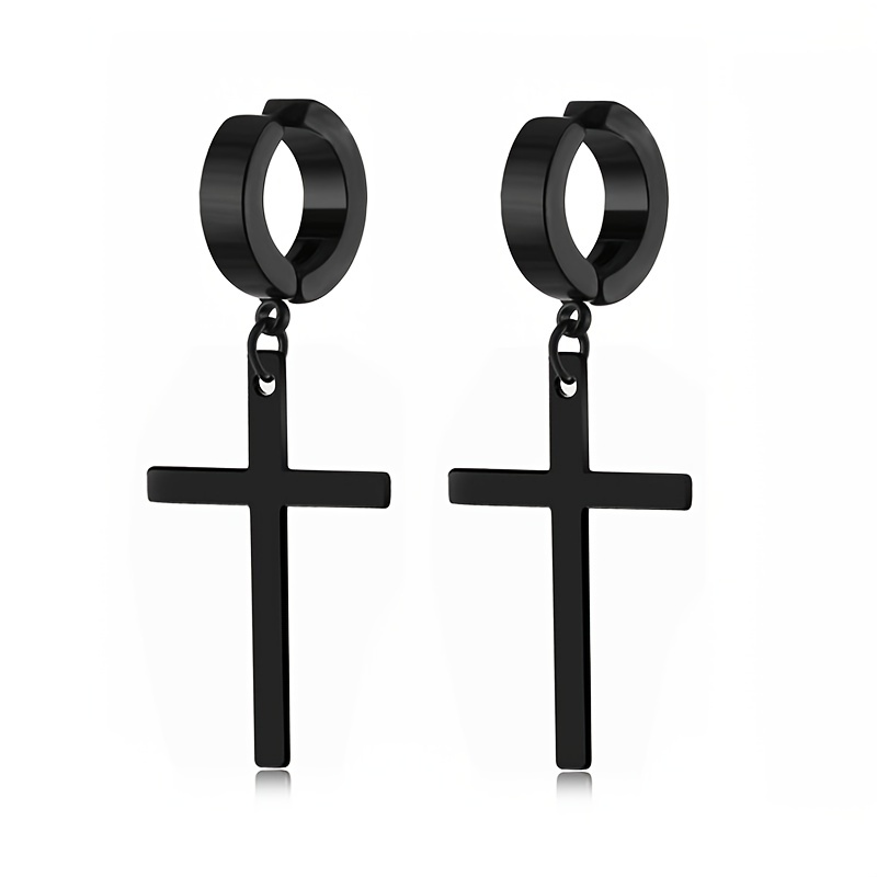 Men's Stainless Steel Cross Ear Clips